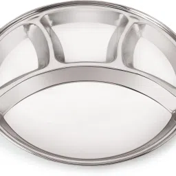 Stainless Steel 14 -22 Gauge 4 in 1 Round Compartment Plate Sectioned Plate-2