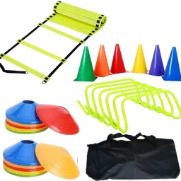 Agility kit 4 Mtr. Ladder 10 saucer 6 cone of 6 inch 6 hurdle Football Kit-image-70