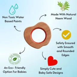 babycov Teether for Babies Made of Neem Wood – 3+ Months-(Set of-4) Teether image 2