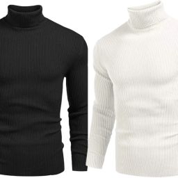 Men Solid High Neck Multicolor Sweater-image-69