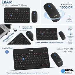 EVM EnArc Wireless Rechargeable Keyboard Mouse Combo Combo Set image 2
