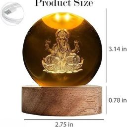 KRUPANIDHI 3D Crystal Ball Night Lamp,Creative Ganesh Jii Table Lamp image 4