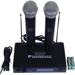 kh Wireless Microphone System-Dual UHF Independent Volume Controls Dynamic Mic Set Microphone Accessory image 3