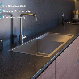Single Bowl Kitchen Sink with Drainboard Matt Finish with Coupling SS 304 Handmade Kitchen Sink Size :- 37'' x 18'' x 9'' Inch Top Mount-image-38
