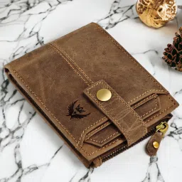 Men Casual, Formal Beige Genuine Leather RFID Wallet-image-7