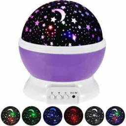 heti beauty 360 Degree Rotation 4 LED Bulbs 9 Light Color Changing Star Night Light | Dream Rotating Projection Light Table Lamp image 2