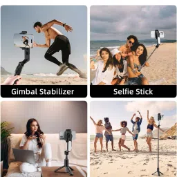 Hold up One-Axis Gimbal Stabilizer Folding Tripod Fill Light Face Tracking Feature Single Gimbal for Mobile, Camera image 4