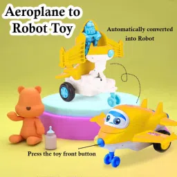 khyali Mini Friction Power Aeroplane Toy with De-Formation Robot Function for Kids|K27 image 2