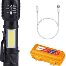 ZOOMABLE LED METAL SOS Function, 25W Laser COB Torch-12