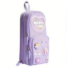Large Capacity Pencil Case for Little Girls, Boys, & Students, Simple, Cute, & Spacious Design for Organize School Supplies, Perfect for All Season RP737 Art Artificial Leather Pencil Box-17