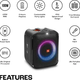 JBL Partybox Encore Essential, Dynamic Light Show ,6Hrs Playtime,Built-in Powerbank 100 W Bluetooth Party Speaker image 3