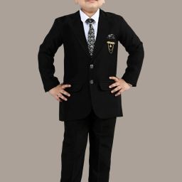 Boys 4-Piece Coat Pant Suit Set Solid Suit-image-17