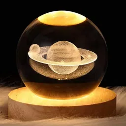3D Saturn Galaxy Crystal Ball Night Light,2.4 inch Glass with Wooden Base Table Lamp-10