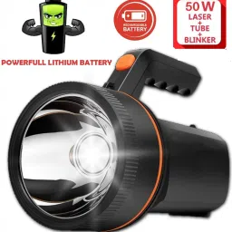 idoleshop Long Range Emergency Search Torch Light 50W With Lithium Battery High Long Range (Range 2 Km.) Torch image 2