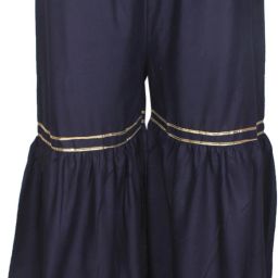 Women Relaxed Dark Blue Cotton Blend Trousers-image-26