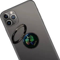 Swap-n-Snap 360° Holo-Ring Mobile Holder With ZODIAC DESIGN- PISCES Changeable Logo Magnet , Selfie Grip, Handsfree Stand, Universal Metallic Dock Mobile Holder Mobile Holder-image-90
