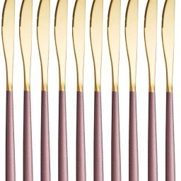 Modern Design butter knives,Dinner Knives(Pink,Set of 10) Stainless Steel Butter Spreader Set-48