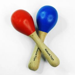Wooden Maracus Toy (Set of 2 Pc) Red and Blue Rattle-15
