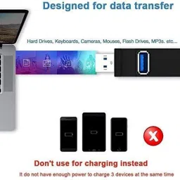 Bluhawk 3 Port High Speed Splitter USB HUBPlug 3 Port High Speed Splitter USB HUBPlug Laptop Accessory, USB Hub image 5