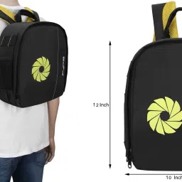 AdventIQ DSLR/SLR Camera Lens Shoulder Printed Backpack-(BNP 0197P-Camera Shutter)-Yellow ClrCamera Bag image 5