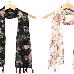 Printed Chiffon Women Multicolor Scarf, Stole, Fancy Scarf-image-18