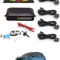 Car Universal Black 4 Ultrasonic Reverse Parking Sensor-186 4 Parking Sensors, Compact Screen Distance Display with Sound Warning Parking Sensor-7