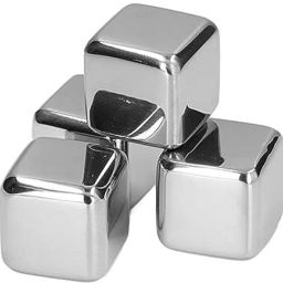 Stainless Steel Reusable Ice Cubes Chilling Stones with Storage Tray 4 - Piece Bar Set-image-3