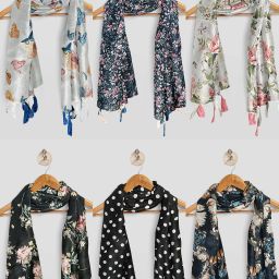 Printed Chiffon Women Multicolor Stole, Scarf-image-3