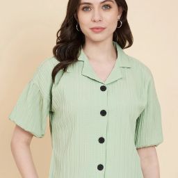 Women Regular Fit Solid Lapel Collar Casual Shirt-image-41