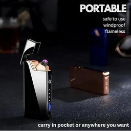 Drumstone (𝗦𝗽𝗲𝗰𝗶𝗮𝗹 𝟭𝟬 𝗬𝗲𝗮𝗿𝘀 𝗪𝗮𝗿𝗿𝗮𝗻𝘁𝘆) Rechargeable Dual Arc Lighter – Flameless, Windproof Plasma Lighter with Battery Indicator, Compact, Long Battery Life, Safe & Durable image 5