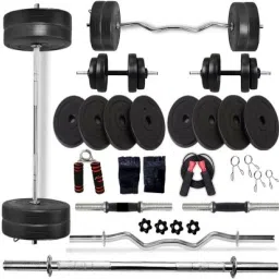 30 kg FITNESS 30kg PVC Set + 3ft.(Straight + Bend) RODS + ACCESSORIES Home Gym Combo-image-2