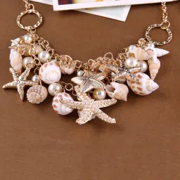 Gold-Plated Zinc Choker Necklaces for Women and Girls Pearl Gold-plated Plated Metal Necklace-12