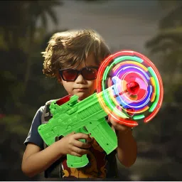 Space Gun Toy with Rotatable LED Fan | Dynamic Music Light Effect Gun for Kids Guns & Darts-image-11