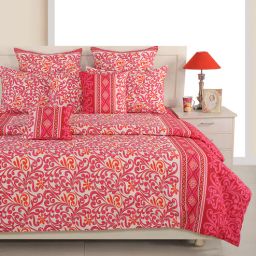 swayam Pink Floral 120 TC Cotton Blend Queen Sized Bed Sheets with 2 Pillow Covers-picture-30