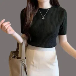 Casual Regular Sleeves Solid Women Black Top-image-28