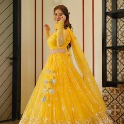 Embroidered, Self Design Semi Stitched Lehenga Choli-image-50