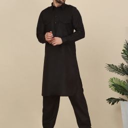 Men Cotton Blend Kurta Salwar Set-image-33