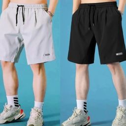 Pack of 2 Color Block Men Black, Grey Sports Shorts-image-4