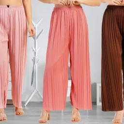 irha Pack of 3 Women Regular Fit Multicolor Viscose Rayon Trousers-picture-6
