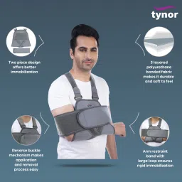 tynor Universal Shoulder Immobiliser, Grey, Universal Size, 1 Unit Shoulder Support image 3