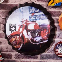 eazywagon Multicolor Metal Motor Red Motel 66 Wall Decor-picture-37
