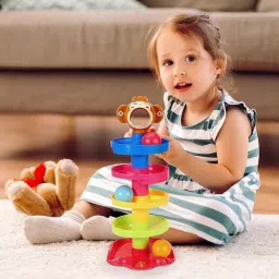 joyride Roll Ball Toy with 4 Layer Ball Drop Tower Run with Roll Swirling Ramps for Baby image 3