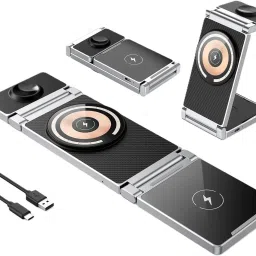 Mantavya 3-in-1 15w Wireless Charging Station, Metal Charging Stand and Charging Pad-61