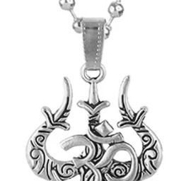 Silver Rudraksha Om Chand Symbol Shiva Trishul Mahakaal Locket Pendant Necklace Stainless Steel Pendant-image-54