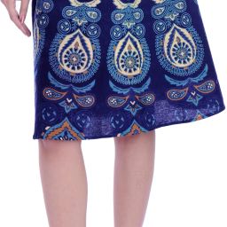 Women Printed Wrap Around Blue Skirt-image-13