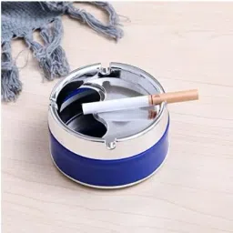 Trendy Spinning Lid With Non-Slip Stronger Base Ashtray for Indoor & Outdoor 1Pc Blue Stainless Steel, Plastic Ashtray-4