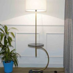 kapoor lampshades White Shade Shelf Floor Lamp With Metal Base-picture-24