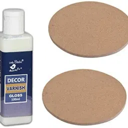 MDF Coaster Round 4 inch 2 Pcs and Decor Varnish 100ml Gloss Gloss Varnish-15
