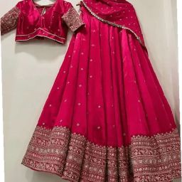 Embroidered Semi Stitched Lehenga & Crop Top-image-75