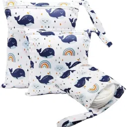 3Pcs Baby Diaper Pouches Cartoon Print Cloth Bags 3 Sizes Changing Station-image-1